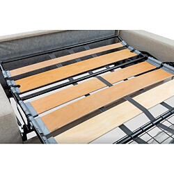 Inside 75 Canapé COSY convertible express matelas 22 cm sommier lattes 140 cm pieds bois tissu bouclettes loop ivoire pas cher