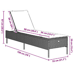 vidaXL Chaise longue avec coussin gris clair résine tressée pas cher