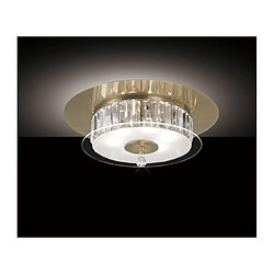 Luminaire Center Plafonnier Tosca rond 6 Ampoules laiton antique/verre/cristal Coloris : laiton antique, transparent/verre dépoli Coloris de l'abat jour : givré/transparent Diamètre en Cm : 45 Hauteur en Cm : 18 Poids en Kilos : 3,2 Nombre d'am