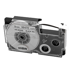 vhbw cassette cartouche 9mm noir sur blanc pour imprimante d´étiquette comme Casio XR-9GWE 