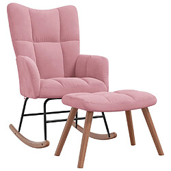 vidaXL Chaise à bascule avec repose-pied Rose Velours