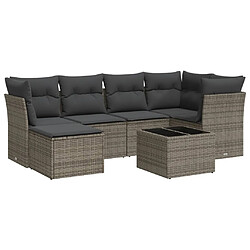 vidaXL Salon de jardin avec coussins 7 pcs gris résine tressée