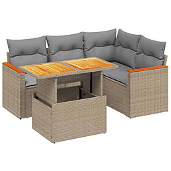 vidaXL Salon de jardin avec coussins 5 pcs beige résine tressée