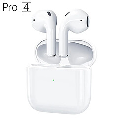 GUPBOO Mini casque Bluetooth Pro 4 TWS avec Air Pods Étuis en silicone Écouteurs intra-auriculaires sans fil Casque stéréo Casque de musique avec micro 