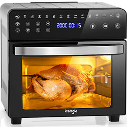 Friteuse à air chaud, iceagle, AFO-1502D, 15L, 6 en 1, 13 programmes, 1800W, Airfryer XXL, Affichage LED, Sécheur à air chaud & Four & Grill & Déshydrateur de fruits & Grille-pain & Micro-ondes 