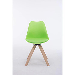 Decoshop26 Chaise de salle à manger x1 chaise visiteur assise pivotant à 360° en PVC et plastique vert piètement en bois carré clair 10_0003468