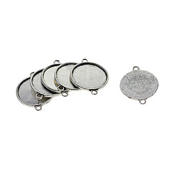 Avis 50Pieces Argent Pendentif Rond Argent Pendentif Cabochon Blanc Réglage Plateaux 16mm