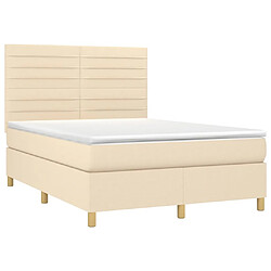 Avis Sommier à lattes,Cadre à lattes de lit et matelas et LED pour Adulte Crème 140x200cm Tissu -MN92309