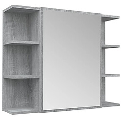 Helloshop26 Armoire à miroir de salle de bain 80 x 20,5 x 64cm bois gris 02_0006741