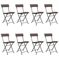 Maison Chic Lot de 8 Chaises de bistrot pliantes Marron Résine tressée et acier -GKD11387