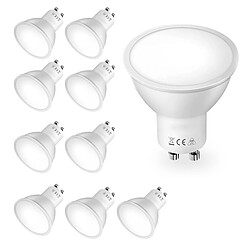 Lot de 10 Ampoules LED GU10 Spot 3W Spotlight Blanc Froid 16 LED Etanche IP20 120° 50x55mm - Visiodirect -