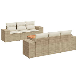 vidaXL Salon de jardin avec coussins 7 pcs beige résine tressée