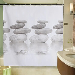 Lifewit Rideau de Douche Galet Imprimé Imperméable Rideau de Salle de Bains Etanche avec 12 Anneaux Crochets 180 * 180cm Gris