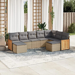 vidaXL Salon de jardin avec coussins 9 pcs beige résine tressée 