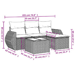 Avis vidaXL Salon de jardin 5 pcs avec coussins gris clair résine tressée