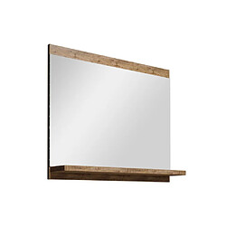 Vente-Unique Miroir de salle de bain rectangulaire avec tablette de rangement - Coloris naturel foncé - 60 x 50 cm - CLAUDIA II 