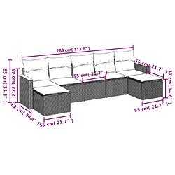 Acheter vidaXL Salon de jardin avec coussins 7 pcs gris résine tressée