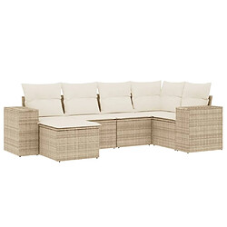 vidaXL Salon de jardin avec coussins 6 pcs beige résine tressée