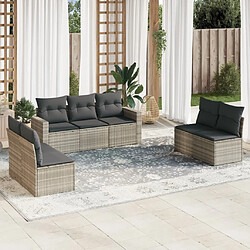 vidaXL Salon de jardin avec coussins 7 pcs gris clair résine tressée 