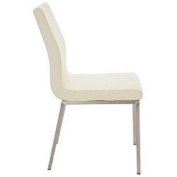 Acheter Decoshop26 Lot de 2 chaises de salle à manger style épuré en PVC crème et acier inoxydable 10_0001611