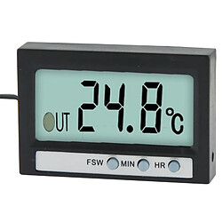 Wewoo Thermomètre noir numérique LCD à deux voies intérieur et extérieur avec fonction d'affichage de l'horloge, TM-2