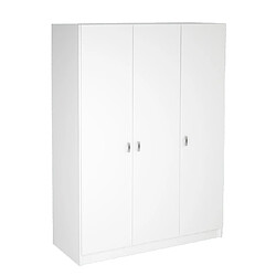 Pegane Armoire placard / meuble de rangement coloris blanc - Hauteur 200 x Longueur 128.2 x Profondeur 52 cm 