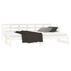 Maison Chic Lit d'appoint Blanc Bois de pin solide 2x(90x190)cm,Lit coulissant Lit de repos -GKD22745 pas cher