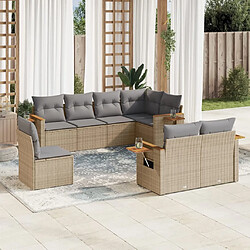 Maison Chic Salon de jardin avec coussins 8 pcs | Ensemble de Table et chaises | Mobilier d'Extérieur beige résine tressée -GKD26862