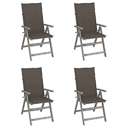 Maison Chic Lot de 4 Chaises inclinables de jardin - Fauteuil d'extérieur avec coussins Bois d'acacia -MN65514