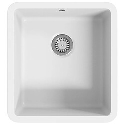 vidaXL Évier de cuisine Granit Seul lavabo Blanc