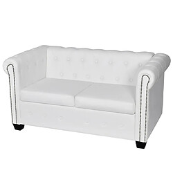 vidaXL Canapé Chesterfield à 2 places cuir synthétique blanc