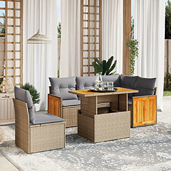 vidaXL Salon de jardin avec coussins 6 pcs beige résine tressée