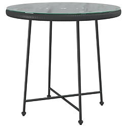 vidaXL Table de salle à manger Noir Ø80 cm Verre trempé et acier