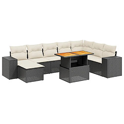 Maison Chic Ensemble Tables et chaises d'extérieur 9 pcs avec coussins,Salon de jardin noir résine tressée -GKD103891