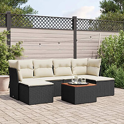 Maison Chic Ensemble Tables et chaises d'extérieur 7pcs avec coussins,Salon de jardin noir résine tressée -GKD126734