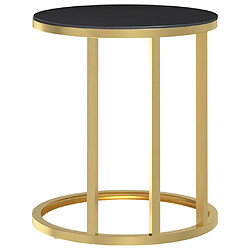 Avis vidaXL Table d'appoint Doré et noir 45 cm Verre trempé