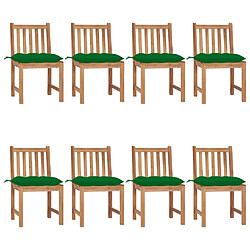 Maison Chic Lot de 8 Chaises de jardin,Fauteuil d'extérieur avec coussins Bois de teck massif -MN44966