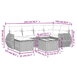 Acheter vidaXL Salon de jardin 7 pcs avec coussins noir résine tressée