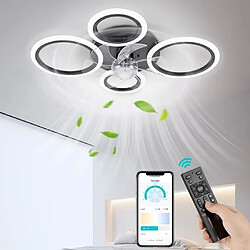 FIMEI Ventilateur de plafond à LED 6 Vitesse Fan Silencieux avec Dimmable Eclairage 3 Couleurs 