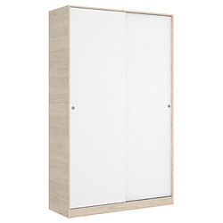 MIRAKEMUEBLE Armoire de 120 cm avec portes coulissantes Slide Oak naturel - Blanc Brill