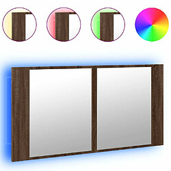 vidaXL Armoire à miroir à LED de bain chêne marron 90x12x45 cm