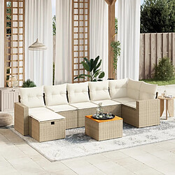 vidaXL Salon de jardin avec coussins 8 pcs beige résine tressée