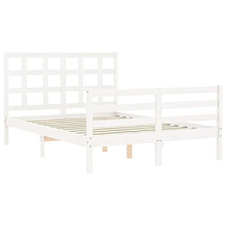 Maison Chic Cadre/structure de lit avec tête de lit pour adulte - Lit Moderne Chambre blanc double bois massif -MN10155 pas cher