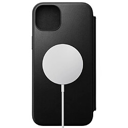 Nomad Étui Folio pour iPhone 15 Plus Magsafe avec Porte-cartes en Cuir Moderne Noir