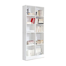 Pegane Etagère, bibliothèque avec 10 tablettes coloris blanc - longueur 82 x profondeur 33 x hauteur 186 cm 