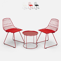 Ahd Amazing Home Design Set table et 2 chaises pour bar de jardin intérieur et extérieur Etzy, Couleur: Rouge