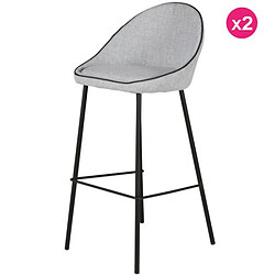 Lot de 2 Chaises de Bar en Tissu Gris Aya KosyForm