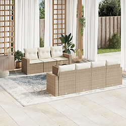 vidaXL Salon de jardin avec coussins 8 pcs beige résine tressée 