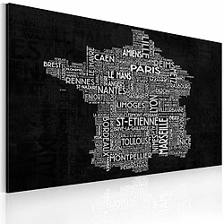 Paris Prix Tableau Text Map of France on the Black Background 80 x 120 cm 