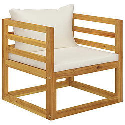 vidaXL Chaise de jardin avec coussins crème Bois d'acacia massif 